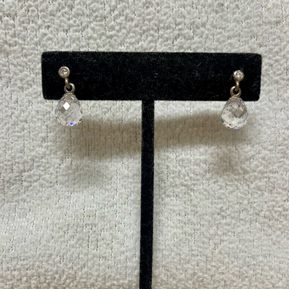 Pandora Sterling Silver Crystal Geometric Drop Earrings - Picture 3 of 9